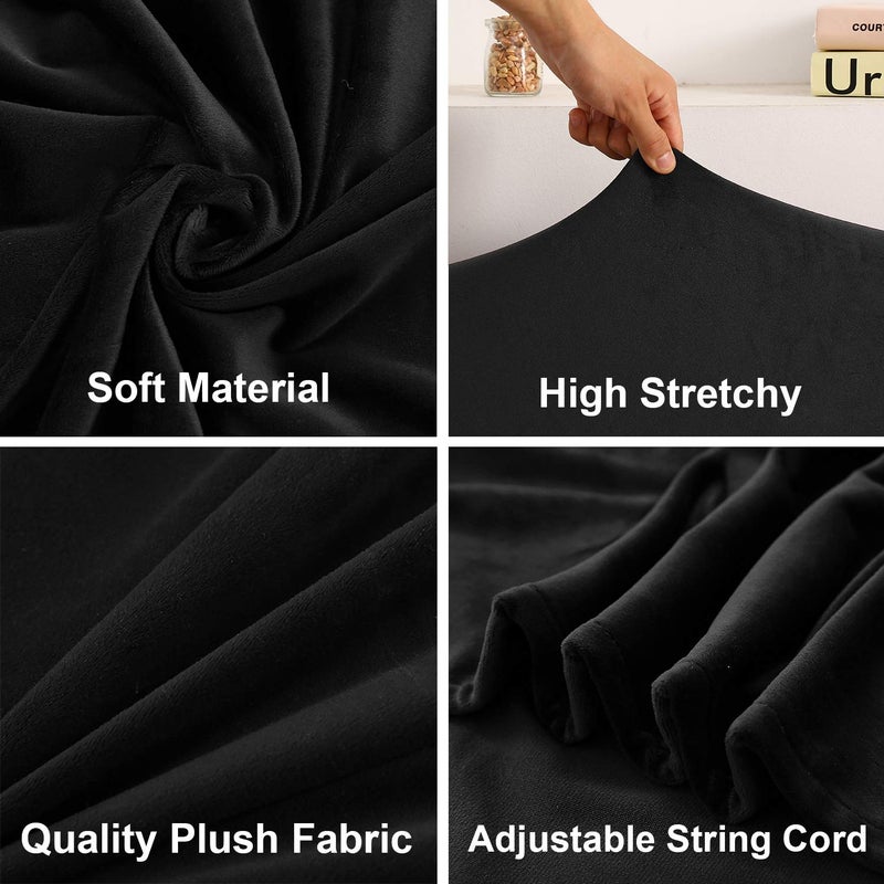 WOMACO Headboard Cover Queen with Storage Pockets, Stretch Velvet Head Board Slipcover, Dustproof Bed Head Cover for Upholstered Headboard (Length (51" - 70"), Black) - Image 5